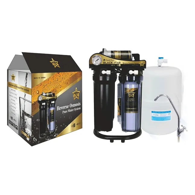 Black Star 7-Stage Home Water Purifier Machine (Taiwanese) with Stand, Pressure Gauge, and Compact Design
