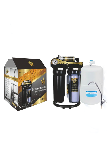 Black Star 7-Stage Home Water Purifier Machine (Taiwanese) with Stand, Pressure Gauge, and Compact Design