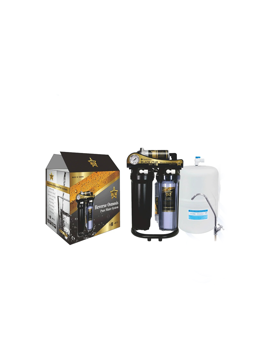 Black Star 7-Stage Home Water Purifier Machine (Taiwanese) with Stand, Pressure Gauge, and Compact Design